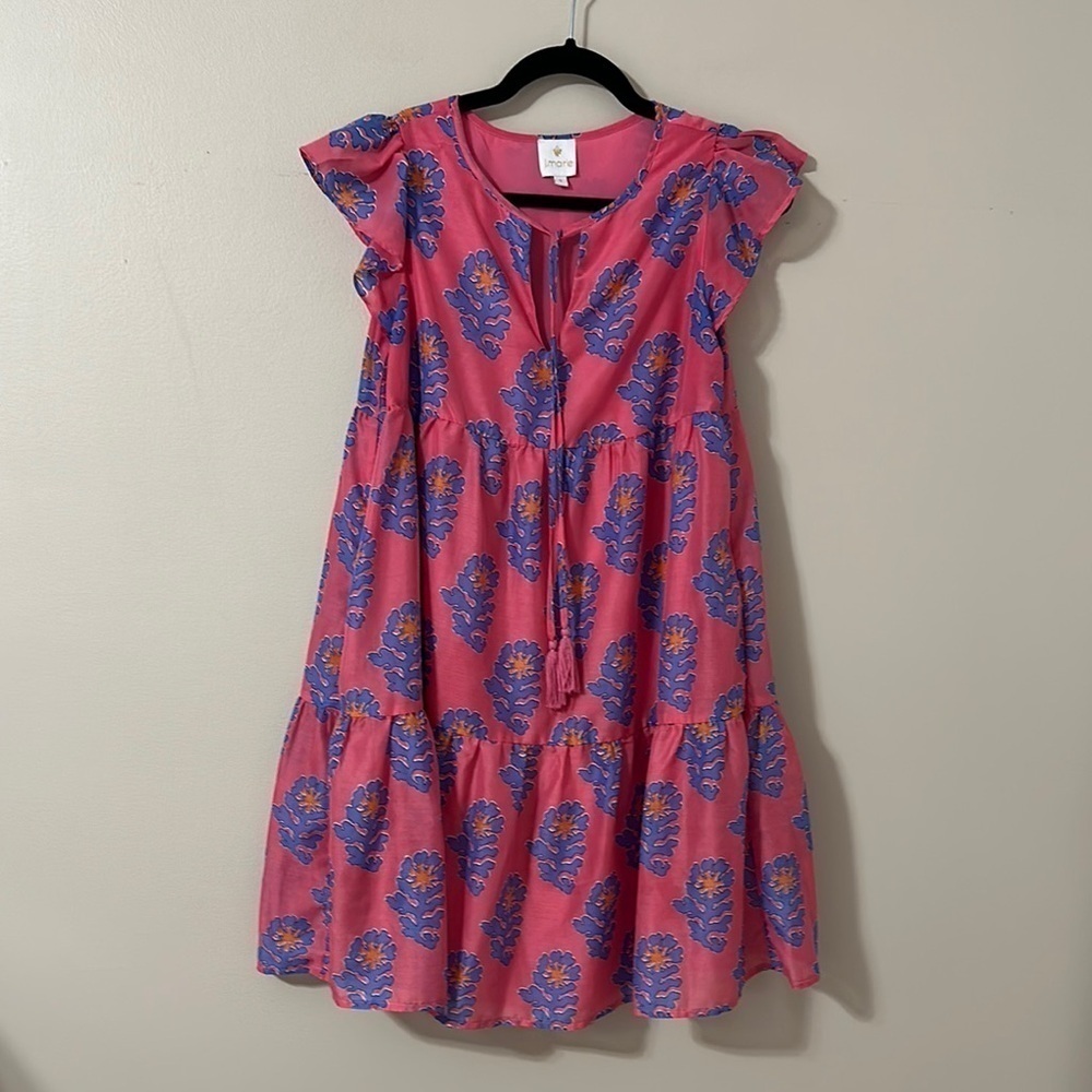 J. Marie Womens Piper Ruffle Dress Floral Print Sz Small Resortwear Chic Preppy - Picture 1 of 10